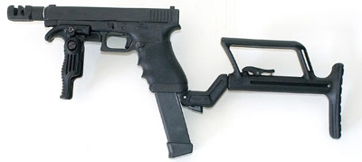 Glock 34 с прикладом, подствольной ручкой, увеличенным магазином